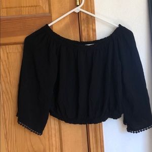 Black Crop top with Bell sleeves.